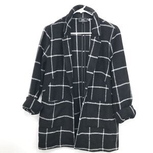 HAVE LA Black White Windowpane Plaid Soft Structure Blazer Jacket